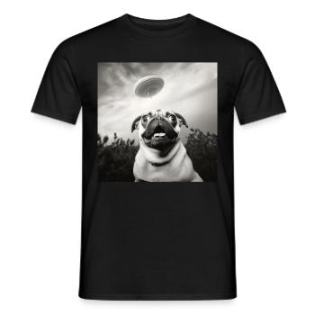 Selfie Mops Ufo Hund Lustige Alien Ufo - Männer T-Shirt - Schwarz - Vorne - AI Model Male 178 light (178cm)