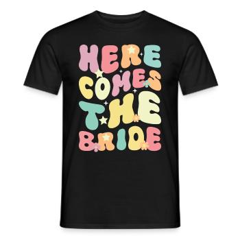 Demoiselle d’honneur fille groovy bachelorette - T-shirt homme - noir - Devant - AI Model Male 178 light (178cm)