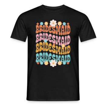 Demoiselle d’honneur fille groovy bachelorette - T-shirt homme - noir - Devant - AI Model Male 178 light (178cm)