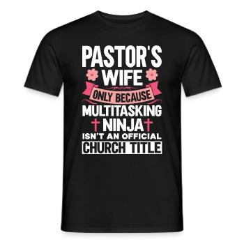 Pasteur Femme Jésus Appréciation de l’Église Chrétienne - T-shirt homme - noir - Devant - AI Model Male 178 light (178cm)