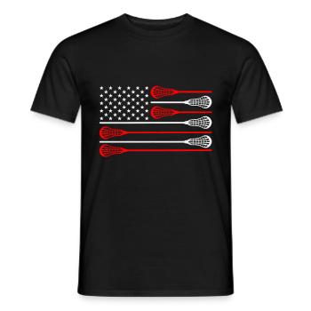 Lacrosse Torwart Lacrosse Handschuhe Kleben Locker - Männer T-Shirt - Schwarz - Vorne - AI Model Male 178 light (178cm)