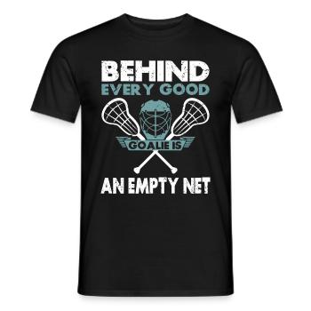 Lacrosse Goalkeeper Gloves Stick Lax Goalkeeper - Men's T-Shirt - black - Front - AI Model Male 178 light (178cm)