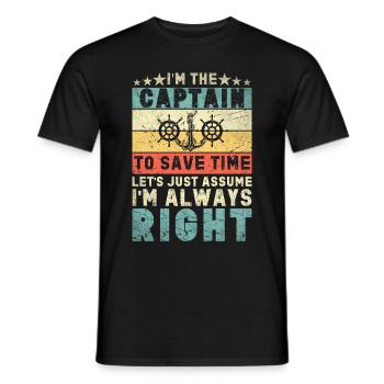 Bootskapitän Lustiger Bootssegelsee Boater - Männer T-Shirt - Schwarz - Vorne - AI Model Male 178 light (178cm)