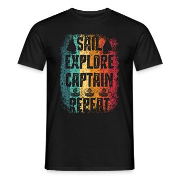 Bootskapitän Lustiger Bootssegelsee Boater - Männer T-Shirt - Schwarz - Vorne - AI Model Male 178 light (178cm)