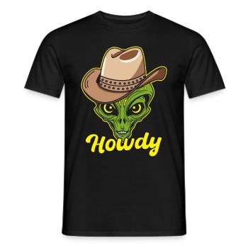 Howdy Alien Cowboy Space UFO Funny Western Rodeo - Männer T-Shirt - Schwarz - Vorne - AI Model Male 178 light (178cm)