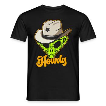 Howdy Alien Cowboy Space UFO Funny Western Rodeo - Männer T-Shirt - Schwarz - Vorne - AI Model Male 178 light (178cm)