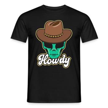 Howdy Alien Cowboy Space UFO Funny Western Rodeo - Männer T-Shirt - Schwarz - Vorne - AI Model Male 178 light (178cm)