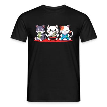Chat Boba Thé Bubble Tea Gaming Gamer Ramen Anime - T-shirt homme - noir - Devant - AI Model Male 178 light (178cm)