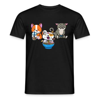 Chat Boba Thé Bubble Tea Gaming Gamer Ramen Anime - T-shirt homme - noir - Devant - AI Model Male 178 light (178cm)