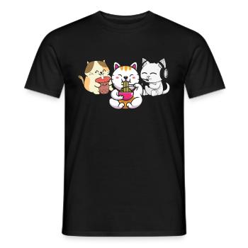 Chat Boba Thé Bubble Tea Gaming Gamer Ramen Anime - T-shirt homme - noir - Devant - AI Model Male 178 light (178cm)