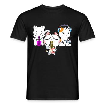 Chat Boba Thé Bubble Tea Gaming Gamer Ramen Anime - T-shirt homme - noir - Devant - AI Model Male 178 light (178cm)