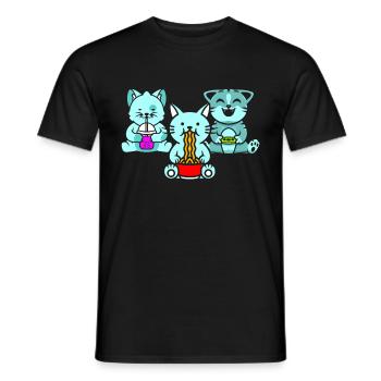 Chat Boba Thé Bubble Tea Gaming Gamer Ramen Anime - T-shirt homme - noir - Devant - AI Model Male 178 light (178cm)