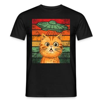 Lustige Katzen -Selfie Ufos Alien Spaceship Kitty - Männer T-Shirt - Schwarz - Vorne - AI Model Male 178 light (178cm)