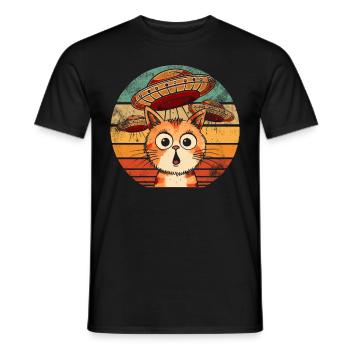 Lustige Katzen -Selfie Ufos Alien Spaceship Kitty - Männer T-Shirt - Schwarz - Vorne - AI Model Male 178 light (178cm)