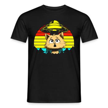 Lustige Katzen -Selfie Ufos Alien Spaceship Kitty - Männer T-Shirt - Schwarz - Vorne - AI Model Male 178 light (178cm)