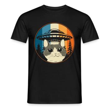 Lustige Katzen -Selfie Ufos Alien Spaceship Kitty - Männer T-Shirt - Schwarz - Vorne - AI Model Male 178 light (178cm)