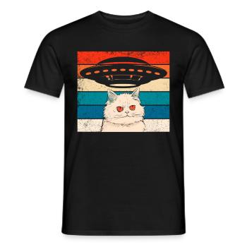 Lustige Katzen -Selfie Ufos Alien Spaceship Kitty - Männer T-Shirt - Schwarz - Vorne - AI Model Male 178 light (178cm)