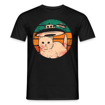 Lustige Katzen -Selfie Ufos Alien Spaceship Kitty - Männer T-Shirt - Schwarz - Vorne - AI Model Male 178 light (178cm)