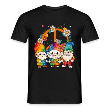 Three Hippie Gnomes Groovy Bandage Dye Gnomies - Men's T-Shirt - black - Front - AI Model Male 178 light (178cm)