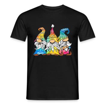 Three Hippie Gnomes Groovy Bandage Dye Gnomies - Men's T-Shirt - black - Front - AI Model Male 178 light (178cm)