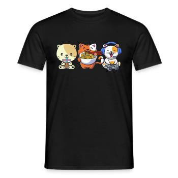 Chat Boba Thé Bubble Tea Gaming Gamer Ramen Anime - T-shirt homme - noir - Devant - AI Model Male 178 light (178cm)