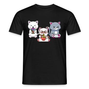 Chat Boba Thé Bubble Tea Gaming Gamer Ramen Anime - T-shirt homme - noir - Devant - AI Model Male 178 light (178cm)