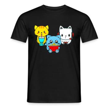 Chat Boba Thé Bubble Tea Gaming Gamer Ramen Anime - T-shirt homme - noir - Devant - AI Model Male 178 light (178cm)