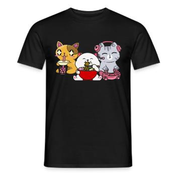 Chat Boba Thé Bubble Tea Gaming Gamer Ramen Anime - T-shirt homme - noir - Devant - AI Model Male 178 light (178cm)