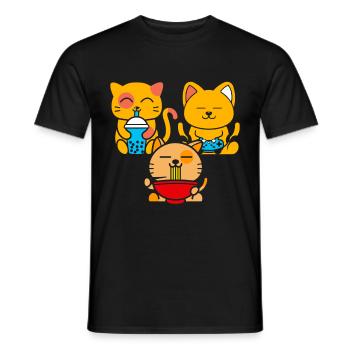 Chat Boba Thé Bubble Tea Gaming Gamer Ramen Anime - T-shirt homme - noir - Devant - AI Model Male 178 light (178cm)
