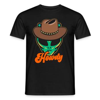 Howdy Alien Cowboy Space UFO Funny Western Rodeo - Männer T-Shirt - Schwarz - Vorne - AI Model Male 178 light (178cm)