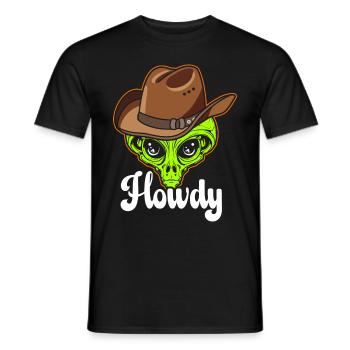 Howdy Alien Cowboy Space UFO Funny Western Rodeo - Männer T-Shirt - Schwarz - Vorne - AI Model Male 178 light (178cm)