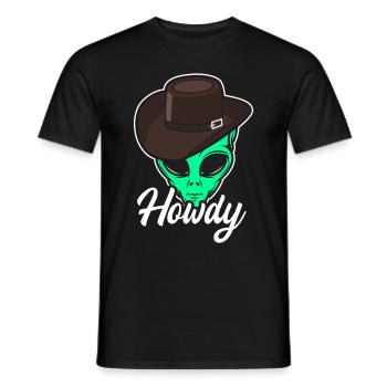 Howdy Alien Cowboy Space UFO Funny Western Rodeo - Männer T-Shirt - Schwarz - Vorne - AI Model Male 178 light (178cm)
