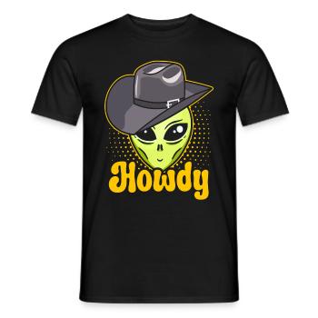 Howdy Alien Cowboy Space UFO Funny Western Rodeo - Männer T-Shirt - Schwarz - Vorne - AI Model Male 178 light (178cm)