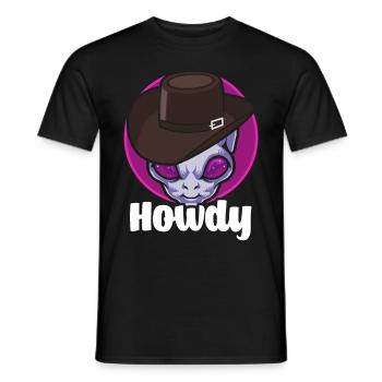 Howdy Alien Cowboy Space UFO Funny Western Rodeo - Männer T-Shirt - Schwarz - Vorne - AI Model Male 178 light (178cm)