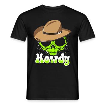 Howdy Alien Cowboy Space UFO Funny Western Rodeo - Männer T-Shirt - Schwarz - Vorne - AI Model Male 178 light (178cm)