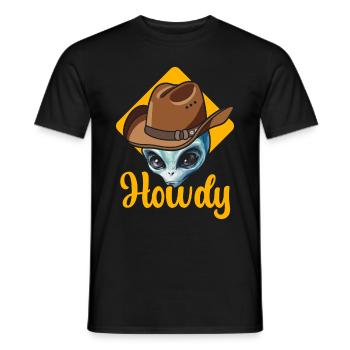 Howdy Alien Cowboy Space UFO Funny Western Rodeo - Männer T-Shirt - Schwarz - Vorne - AI Model Male 178 light (178cm)