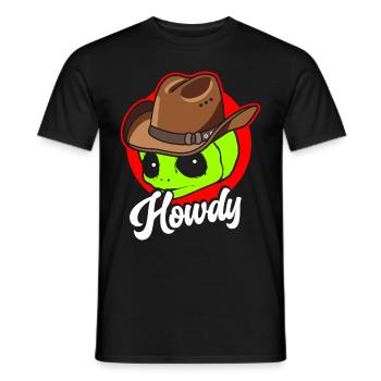 Howdy Alien Cowboy Space UFO Funny Western Rodeo - Männer T-Shirt - Schwarz - Vorne - AI Model Male 178 light (178cm)