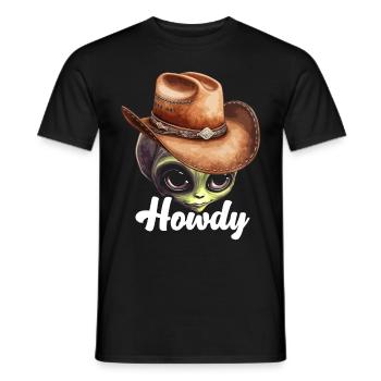 Howdy Alien Cowboy Space UFO Funny Western Rodeo - Männer T-Shirt - Schwarz - Vorne - AI Model Male 178 light (178cm)