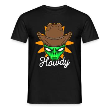 Howdy Alien Cowboy Space UFO Funny Western Rodeo - Männer T-Shirt - Schwarz - Vorne - AI Model Male 178 light (178cm)