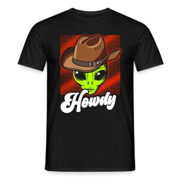 Howdy Alien Cowboy Space UFO Funny Western Rodeo - Männer T-Shirt - Schwarz - Vorne - AI Model Male 178 light (178cm)