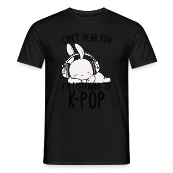 Can't Hear You I'm Listening Kpop Rabbit K-pop - Men's T-Shirt - black - Front - AI Model Male 178 light (178cm)