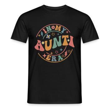 Aunt Retro Groovy Baby Announcement Aunt - Men's T-Shirt - black - Front - AI Model Male 178 light (178cm)