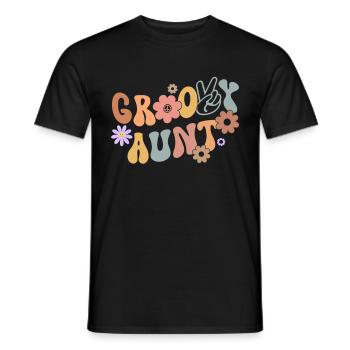 Aunt Retro Groovy Baby Announcement Aunt - Men's T-Shirt - black - Front - AI Model Male 178 light (178cm)