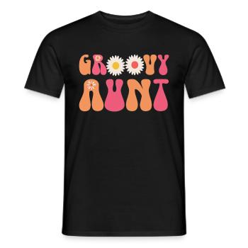Aunt Retro Groovy Baby Announcement Aunt - Men's T-Shirt - black - Front - AI Model Male 178 light (178cm)