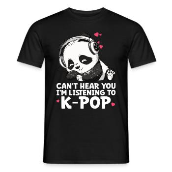 Je ne t’entends pas, j’écoute des produits Kpop - T-shirt homme - noir - Devant - AI Model Male 178 light (178cm)