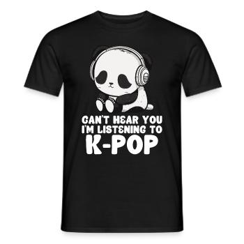 Je ne t’entends pas, j’écoute des produits Kpop - T-shirt homme - noir - Devant - AI Model Male 178 light (178cm)