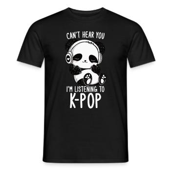 Je ne t’entends pas, j’écoute des produits Kpop - T-shirt homme - noir - Devant - AI Model Male 178 light (178cm)