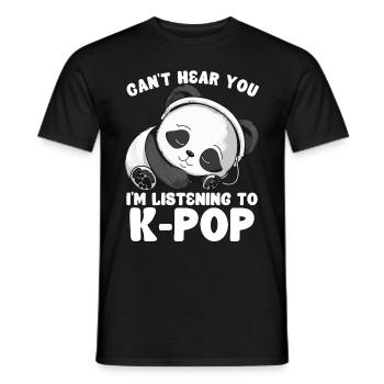 Je ne t’entends pas, j’écoute des produits Kpop - T-shirt homme - noir - Devant - AI Model Male 178 light (178cm)
