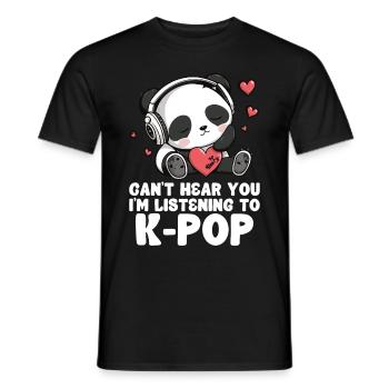 Je ne t’entends pas, j’écoute des produits Kpop - T-shirt homme - noir - Devant - AI Model Male 178 light (178cm)