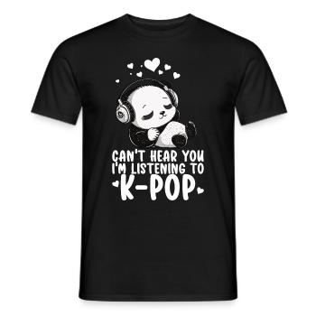 Je ne t’entends pas, j’écoute des produits Kpop - T-shirt homme - noir - Devant - AI Model Male 178 light (178cm)